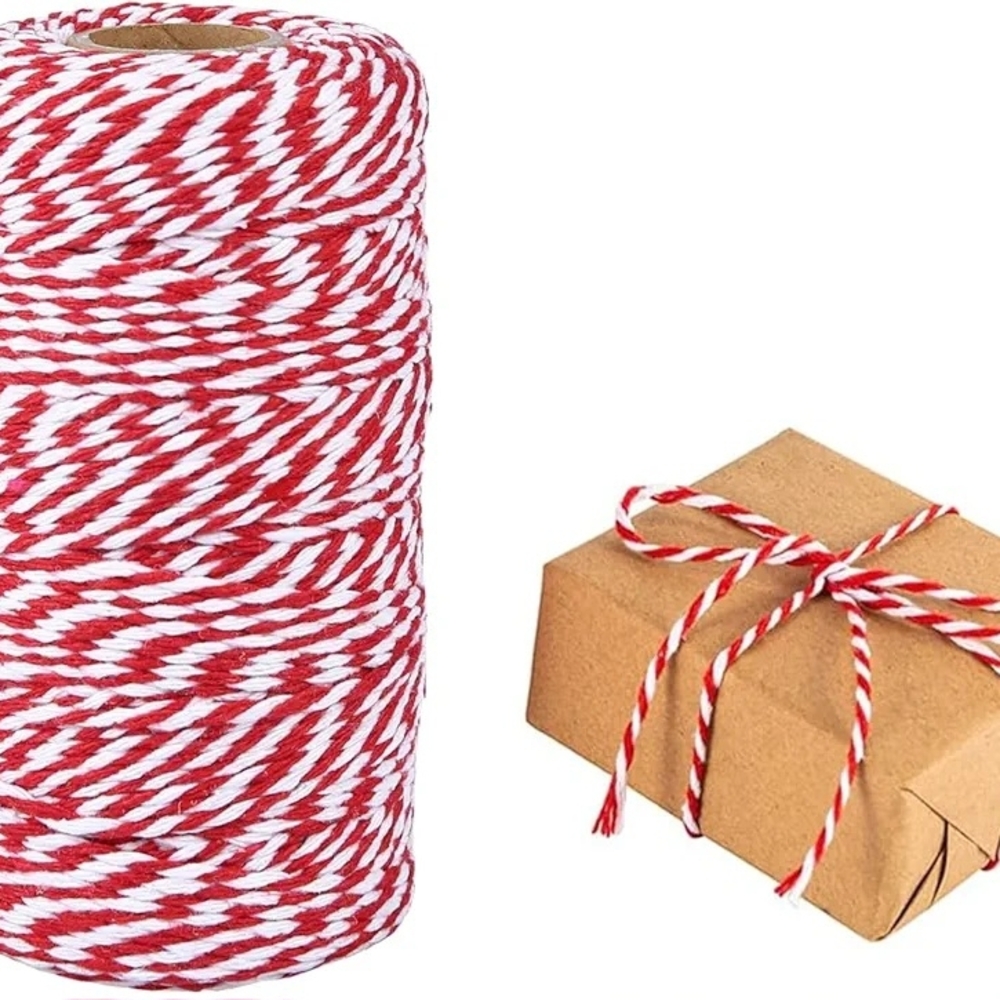 Red and White Twine for Gift Wrapping
